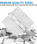 Heavy Duty Brushed Nickel Door Hinges 3.5 Inch Square Corner 18 Pack With Complete Screw Kit For Front Exterior Cabinets And Wooden Boxes 270 Degree Swivel Real World Durability on flat surface.