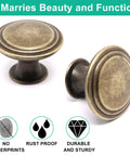 Antique Brass Cabinet Knobs 25 Pack With Screws 1.2 Inch Round Cabinet Door Knobs showcasing design and features