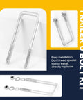 Heavy Duty Hot Dip Galvanized Square U Bolt Kit For 2x2 Trailer Axles, Four And Three Quarters Inch Long, showing installation layout