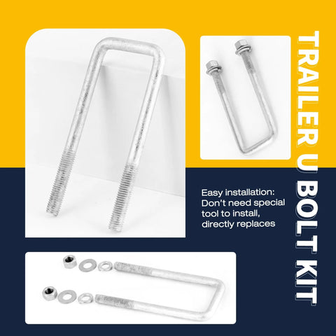 Heavy Duty Hot Dip Galvanized Square U Bolt Kit For 2x2 Trailer Axles, Four And Three Quarters Inch Long, showing installation layout