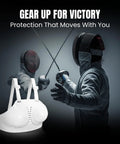 Chest Protector For Fencing Training Gear For Foil Epee Saber Durable Hard Plastic Plastron With Adjustable Straps shown in use with fencers