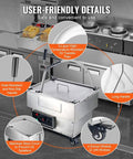 Heavy Duty Commercial Mobile Fryer Oil Filter Machine With 18l Tank And Fast 10 L/min Drain Speed features heat-resistant pipe and wheels.