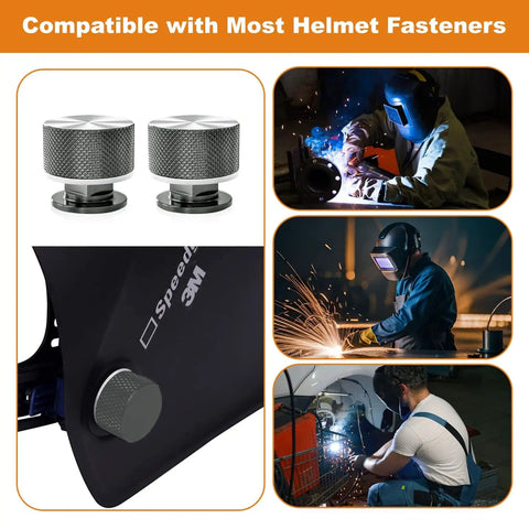 Upgraded Pipeliner Helmet Fasteners For Welding Hoods Titanium Grey Aluminum 6061 T6 Replacement Parts Quick Fit 1 Pair