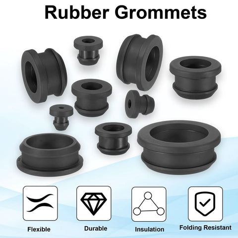 Ten Millimeter Drill Hole Top Hat Rubber Grommets Three Eighths Inch Outer Diameter One Quarter Inch Inner Diameter Silicone Black