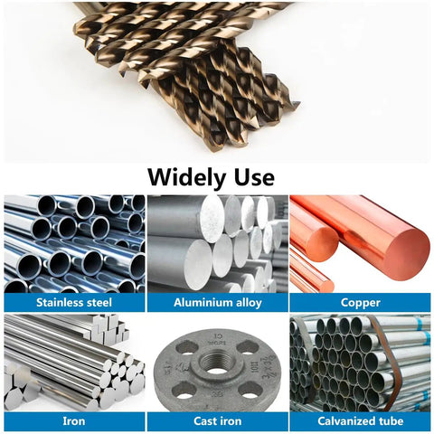 One Quarter Inch HSS Twist Drill Bits Set Ten Pieces Jobber Length Straight Round Shank Workhorse For Drilling Hard Metal