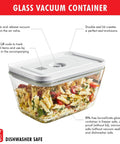 Glass vacuum container from Fresh And Save Vacuum Sealer Starter Set With Rechargeable Machine Six Piece Kit Including Large Storage Container And Multiple Bags For Easy Meal Prep And Prolonged Freshness For Fruits Vegetables And Meats