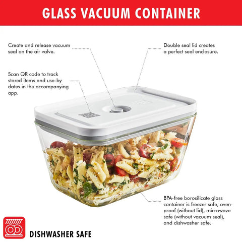 Glass vacuum container from Fresh And Save Vacuum Sealer Starter Set With Rechargeable Machine Six Piece Kit Including Large Storage Container And Multiple Bags For Easy Meal Prep And Prolonged Freshness For Fruits Vegetables And Meats
