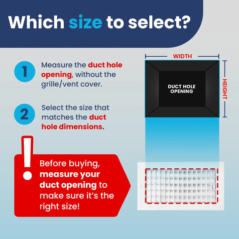 Diagram for selecting duct size for 12 By 6 Inch Duct Opening Register Vent Cover With Adjustable Single Deflection Aluminum HVAC Grille For Ceiling Or Wall With No Fuss Easy Install Decorative Air Supply Damper Durable Rustproof Construction.