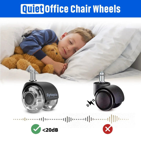 Beefy 2 Inch Desk Chair Caster Wheels Quiet Smooth Rollers For Carpet And Hardwood Floors Universal Fit 11x22 mm Set Of 5