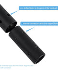 Close-up of pre-drilled joint and connectors of 7FT Modern Aluminum Wall Mount Handrail Matte Black.