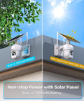 Rugged Solar Wireless Security Camera With 2.5K 4MP Clarity Outdoor Battery Powered 10000mAh 360 Degree PTZ Pan Tilt Color Night Vision