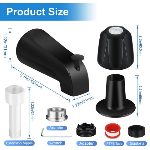 Dope Matte Black Tub Shower Trim Kit 3 Piece Set with Bath Spout Replacement Shower Knobs for Pfister Verve parts diagram