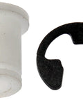 Shifter Cable Bushing Kit Direct Replacement For Select Models OE Fix With Easy Install And Durable Fit components: white bushing and black clip.