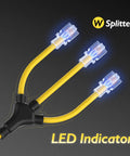 Generator Power Splitter Cord NEMA L5-30P To 3x 5-15R And 5-20R Household Outlets ETL Listed with LED Indicators glowing on cords