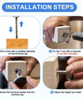 Installation steps for 16 Pack One Quarter Inch Thread Furniture Feet Levelers With Adjustable Glide Base for tables