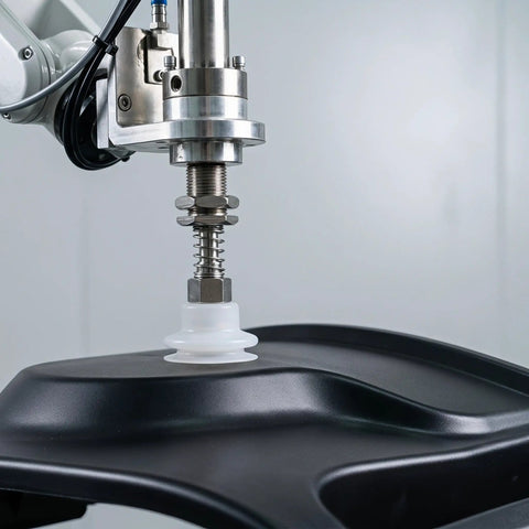 Industrial Suction Cup 8 Pack with Silicone Tips for Automation Equipment attached to a robotic gripper for precise tasks.