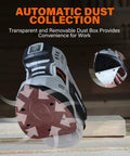 Cordless 20V Max Random Orbital And Detail Sander With 2.0A Battery And Charger showing dust collector feature