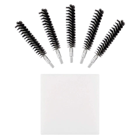 All In One Nylon Bristle Bore Cleaning Kit For Pistols With 5 Brushes And 50 Patches For Calibers.17,.22,.260/6.5mm,.357/9mm,.40,.45,.30/7.62mm