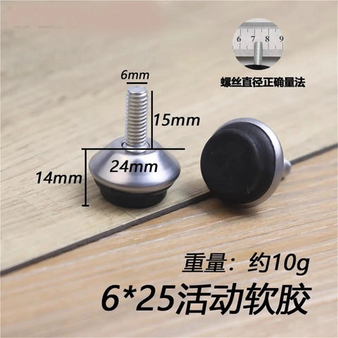 16 Pack Adjustable Furniture Leveling Feet, Tough as Nails Metal Levelers for Cabinets, Tables and Chairs, M6 x 15mm Threaded Screws, Heavy Duty, Anti Wobble Floor Levelers, Silver