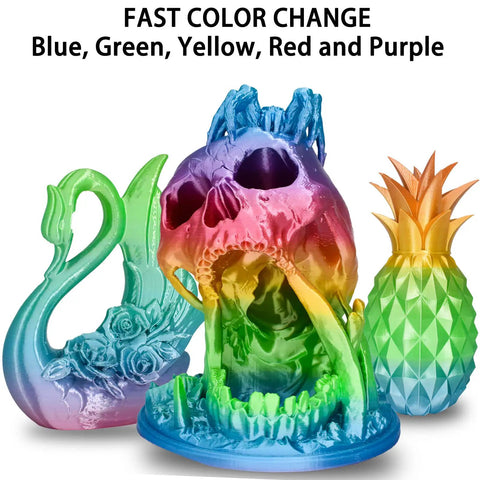 Top Tier Silk PLA Filament Multicolor Rainbow 3D Printer Material 1.75mm 1kg Spool With Seamless Color Shifting And Smooth As Butter Extrusion For Seriously Dope Creations