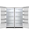 Killer 14 Cu Ft Convertible Refrigerator Freezer Pair Sleek Black Finish Garage Ready modular French door design with open doors.
