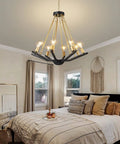 Black Gold 6 Light Farmhouse Chandelier For Dining Room Kitchen Island And Foyer Dope Industrial Iron Lighting Fixture in bedroom