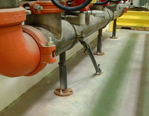 Strong-Bolt 2 Wedge Anchor 1/2 In X 5-1/2 In Chamfered Top Minimizes Mushrooming installed on pipe support system for seismic loads