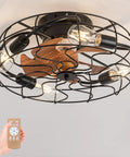 Dope Industrial Black Caged Ceiling Fan With Lights 20 Inch Modern Smart Ceiling Fan With Remote for Bedroom