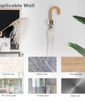 Image showcasing Three Pack Wall Mount Mop And Broom Holder Organizer With Self Adhesive Clips for various wall types.