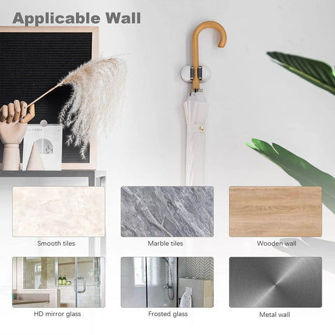 Image showcasing Three Pack Wall Mount Mop And Broom Holder Organizer With Self Adhesive Clips for various wall types.
