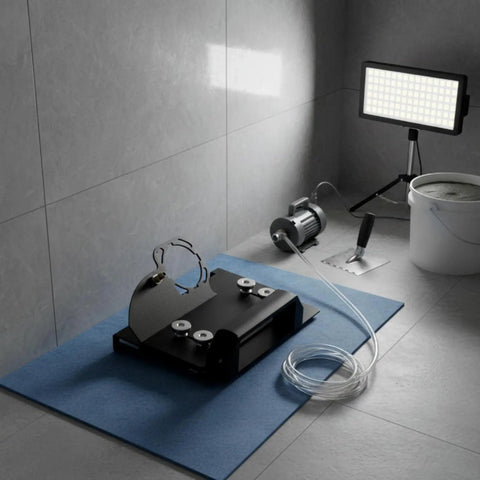 Tile Chamfering Jig With Water Hose For Wet Cutting Angle Chamfering Tool Tile Cutter For Tilers And DIY Pros, Sturdy Metal Base, Guided Cut, Includes Ceramic Wheel And Hose For Precise Edges And Long Lasting Performance on tile floor