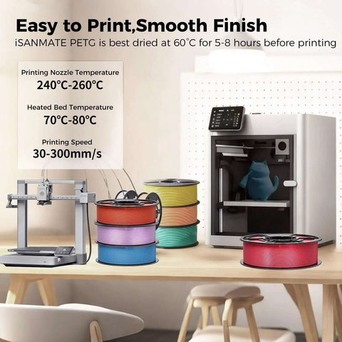3D printing setup with PETG Filament Bundle 1.75mm 2kg For Most FDM 3D Printers Brown And Skin And Black, dryer box and spools