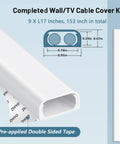 Ultimate Cord Concealer Kit For Wall Mounted TV Cables 9 Pack 17 Inch Each 153 Inch Total White Paintable Wire Covers