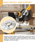 Beefed Up 12 Inch Miter Saw Washer Replacement for Blade Clamp Stack fits DWS716XPS DWS779 shown with saw and inset detail