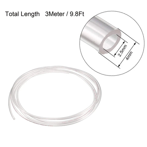 PU Polyurethane Pneumatic Air Tubing 4mm OD 2.5mm ID 118 Inch Long Flexible Air Hose coiled with dimensions shown