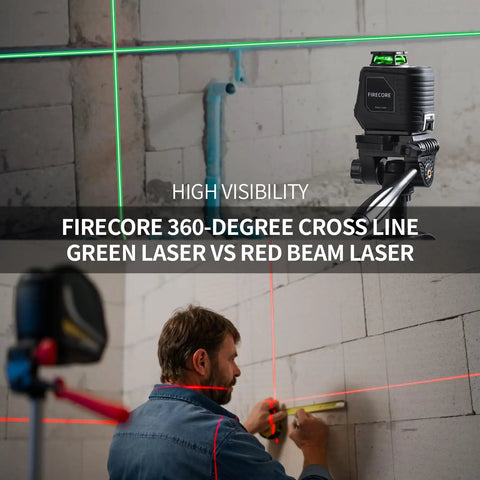 Pro Grade 360 Degree Self Leveling Laser Level With Tripod And Carry Pouch Green Cross Line Laser For DIY Home Projects 100 Ft Bright Range With High Accuracy Perfect For Wall Tile Floors And Picture Hanging, green cross-line laser on tripod