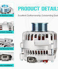 Beefed Up 12V Alternator Replacement For Ford F-250 F-350 Super Duty 6.0L 2005 2006 2007 with aluminum housing and pulley