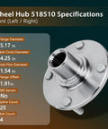 Front Wheel Bearing Hub Assembly 2-Pack for Ford Focus 2000-2011 Front Left and Right 4 Bolt ABS Encoder 518510 specifications