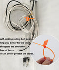 Quick Fix 50 Pack Orange Marker Cable Ties With Blank Labels For Straight Up Wire Grouping on organized wires system.