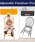 Adjustable 1/4-20 Thread Furniture Feet Levelers, 12 Pack Screw In Leveling Feet stop chair wobble before and after comparison