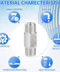 ChillWaves 304 stainless steel inline siamese check valve with 1/4 in NPT male threads, front view