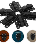 Retro Metal Toggle Hasp Latch Set With Lock Hole 6 Pack for wooden and metal boxes in black, vintage durable hardware