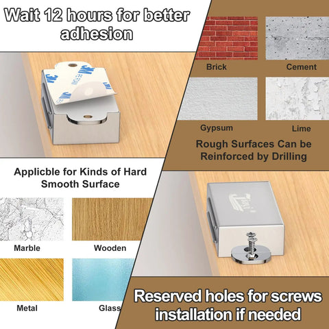 Magnetic Cabinet Door Catch 4 Pack With Dual Install Options Stick On Or Screw Mount Stainless Steel Magnetic Latch for smooth and rough surfaces