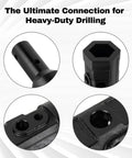 Heavy Duty 2 Inch Hex Female To 2 Inch Round Male Auger Adapter Built Tough Cast Steel One Piece Welded Construction For Earth Augers And Post Hole Diggers Fits 2 Inch Hex Power Head And 2 Inch Round Auger with close-up details