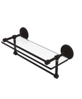 Gallery Glass Shelf With Towel Bar 16 Inch Tempered Glass in oil rubbed bronze, mounted with concealed screws and solid brass hardware