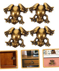 4 Pack Retro Frog Shape Pull Handles For Cabinets And Drawers, Dope Vintage Zinc Alloy Animal Knob Hardware, Sturdy Wardrobe And Dresser Pulls, Cute Frog Cabinet Knobs shown in antique dark brown finish.