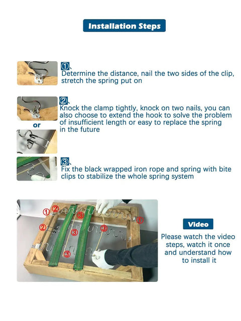 Installation steps for 27 Inch Sofa Spring Replacement Kit For Couch And Recliner Support Glider Rocker Chairs Sagging Seat Fix