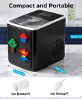 Countertop Bullet Ice Maker Chilling Out In 6 Minutes With 27 Lbs Daily Yield, compact design, customizable grid panel, portable size.
