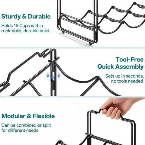 Stackable Metal Water Bottle Organizer 4 Tier Rack For 20 30 40 Oz Tumblers From Yeti And Stanley assembly details