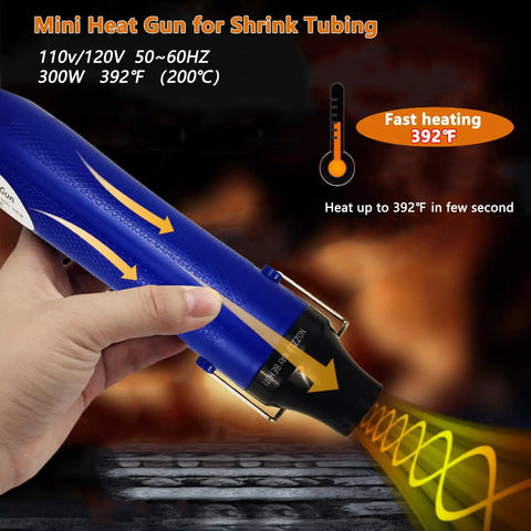 Two To One Heat Shrink Tubing Kit With 300W Mini Heat Gun 580 Pcs Shrink Tubing For Wires Shrink Wrapping And Cable Repair